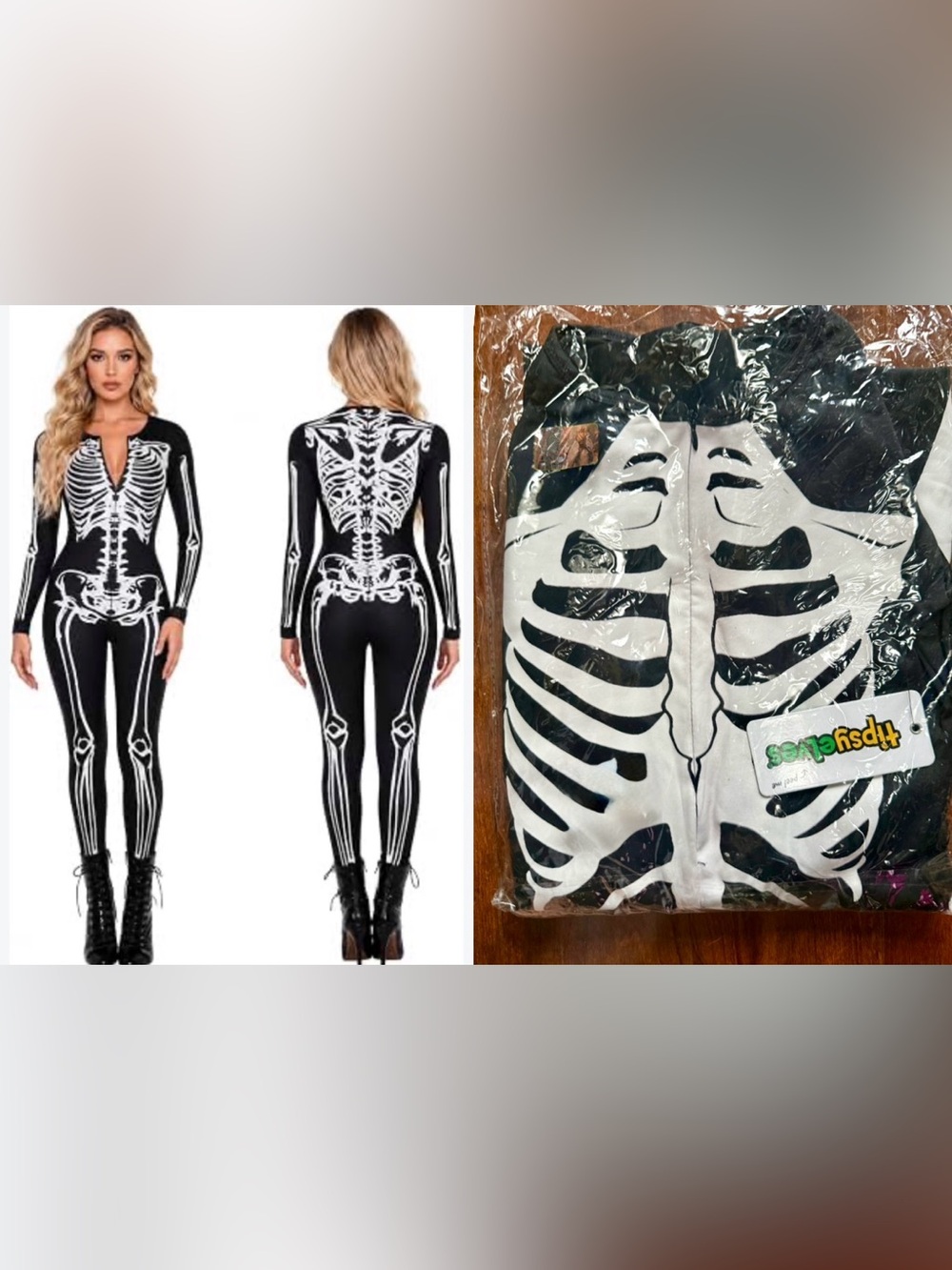 Tipsy Elves Sexy Skeleton Bodysuit Costume MSRP $79 Women’s XS~NEW SEALED